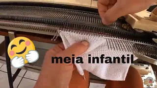 Como fazer meia infantil em  tricô à máquina