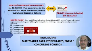 AULA 62 - TJSP - VUNESP -  Certo capital foi aplicado a juros simples, à taxa de 1,5% ao mês. Para