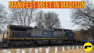 CSX Manifest Trains M575 and M574 Meet In Madison