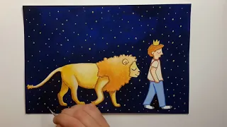 Drawing and Painting A Golden Lion | Narnia Inspired Illustration Time Lapse