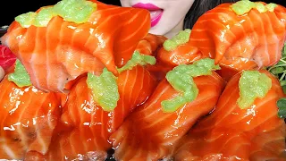 ASMR GIANT SALMON SASHIMI SUSHI MUKBANG EATING SHOW