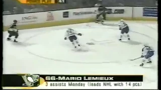 Alexei Morozov scores from Mario pass vs Canadiens (22 oct 2002)