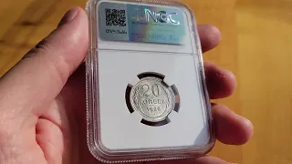 Редкие 20 копеек 1928 "перепутка" в слабе NGC MS63