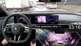 BMW 7 Series & i7: FULL autonomy in a city traffic jam. Autonomous driving in urban congestion test