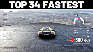 TOP FASTEST SUPERCARS IN FORZA HORIZON 5 EXTREMELY DOWNHILL TOP SPEED + JUMP