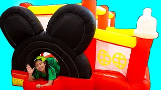 Jannie Pretend Play with Mickey Mouse Inflatable Bounce Playhouse Jumper Toy for Kids