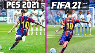 FIFA 21 vs PES 21 | Free Kicks Comparison