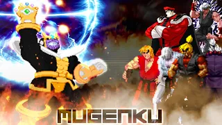 Thanos vs Hyper Street Fighter Team! ft Ryu, Ken, Akuma, Bison! Marvel vs Street Fighter MUGEN
