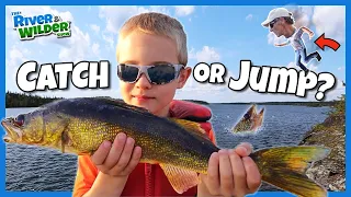 KIDS vs. PRO fishing challenge! CATCH walleye or JUMP!