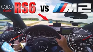 RS6 Performance chasing a Lady in BMW M2 on German Autobahn ✔