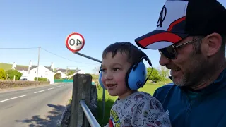 My kids first reaction experiencing his first Isle of man TT bikes (classics)