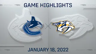 NHL Highlights | Canucks vs. Predators - Jan. 18, 2022