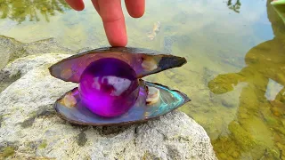 I have collected precious purple pearls hidden in clams. Hard to find