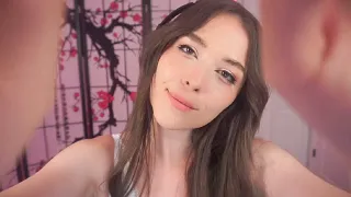 ASMR Petting Your Face While I Practice My French (Soft Whispers)