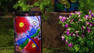 Hand Painted Solar Glass Lanterns by Evergreen