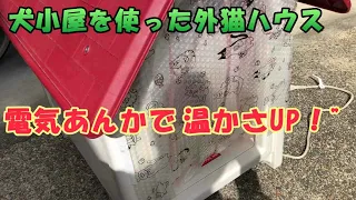 【外猫ハウス電気にあんかでさらに温かいハウスに改造！】温かさの秘訣は発泡スチロールの箱を使う事！#外猫ハウス#野良猫#地域猫