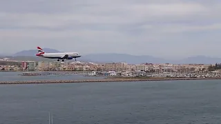 British Airways Airbus A320 BA490 landing at Gibraltar Airport LXGB 27.3.23 with road closure