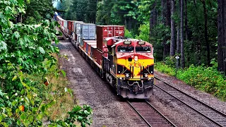 KCS FRONT AND BACK! CPKC Double Stack Chugging Hard Up Grade With NEW CPKC Containers!