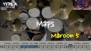 Maps(동영상악보)(TYPE A)-Maroon 5-유한선-드럼악보,드럼커버,Drum cover,drumsheetmusic,drumscore