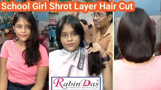 School Girl Shrot Layer Hair Cut Plz Subscribe II Share