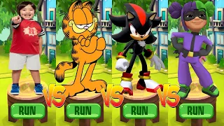 Tag with Ryan vs Sonic Dash vs Subway Surfers World Tour Subway City vs Garfield Rush - Gameplay