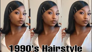 90’s INSPIRED SIDE SWOOP BOB; on my natural hair [easy]