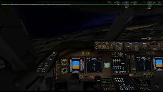 PMDG 747v3 Night landing at LGAV 03R Visual approach.