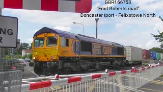 Felixstowe container freight trains passing through westerfield 27/8/21