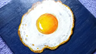 How to paint a realistic fried egg🍳🍳🍳#painting tutorial #acrylic painting #art
