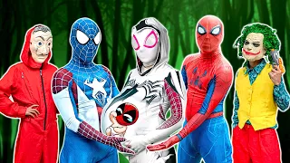 PRO 5 SUPERHERO TEAM || Spider-Man's Wife Gives Birth & BLUE is New Color SuperHero ?? - Bunny Life