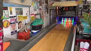 Snow day 2 - Hit Subscribe! Me bowling on Glow pins by request - garage bowling alley Brunswick