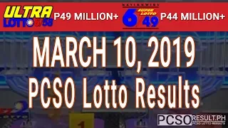 PCSO Lotto Results Today March 10, 2019 (6/58, 6/49, Swertres, STL & EZ2)