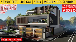 50' x 70' FEET HOUSE DESIGN | 5BHK BUNGALOW  | 400 GAJ | 3500 SQUARE FEET HOUSE PLAN | DUPLEX DESIGN