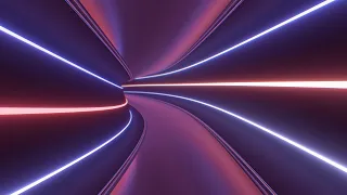 Inside Futuristic Sci-Fi Neon Spaceship Banked Hallway Tunnel Glowing 4K Motion Background for Edits