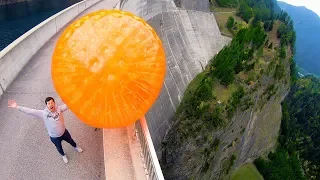 ZORB BALL MAGNUS EFFECT from 165m Dam!