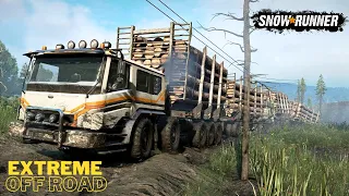 Delivering Logs With Two Heavy-Duty Tracks Through Muddy Roads and Insane Obstacles! -SnowRunner