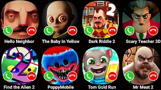 Hello Neighbor,The Baby In Yellow,Dark Riddle 2,Scary Teacher 3D,Poppy Playtime Chapter 3,Mr Meat 2