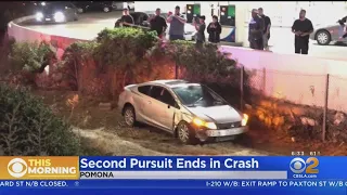 Wild pursuit prompts second chase in Pomona that left car in a ditch