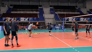 Volleyball. Attack hit.  Training. Russia. Zenit St. Petersburg team - 2021