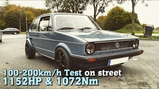 VW Golf MK1 4Motion 1152HP 100-200 test on street 2015
