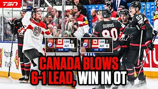 Austria scores FIVE unanswered 3rd period goals on Canada, Canada wins in overtime