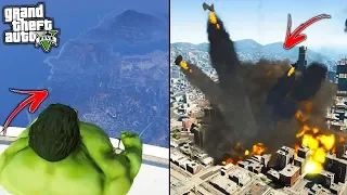 What Happens If The HULK Jumps Off The TALLEST TOWER In GTA 5? (MASSIVE EXPLOSION)