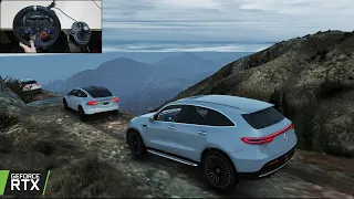 GTA 5 - 2022 Mercedes EQC | ELECTRIC SUV OFFROAD CONVOY | Steering wheel gameplay