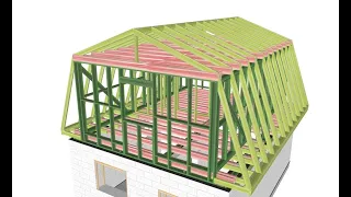 Мансардная крыша классическая ломаная Ч.2. - каркас (субтитры) // mansard roof (subs)