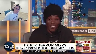 xQc Reacts to 'Piers Morgan vs TikToker 'Mizzy' After His Arrest For His Pranks'