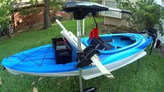 Redneck trolling motor kayak setup ( 30lbs Watersnake with Home Depot DIY mount ) battery test.