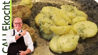 Kartoffelsalat ohne Majonnaise mit Essig und brauner Butter. 1a Rezept