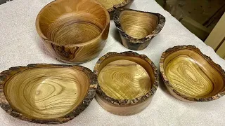 Live Edge Bowl from Catalpa Wood - Simple Demonstration with Commentary - Wood Turning Video