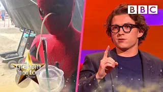 How Tom Holland drinks inside the Spider-Man costume - BBC