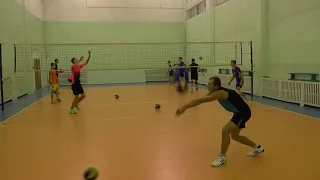 Обучение волейболу  Упражнения в парах с двумя мячами